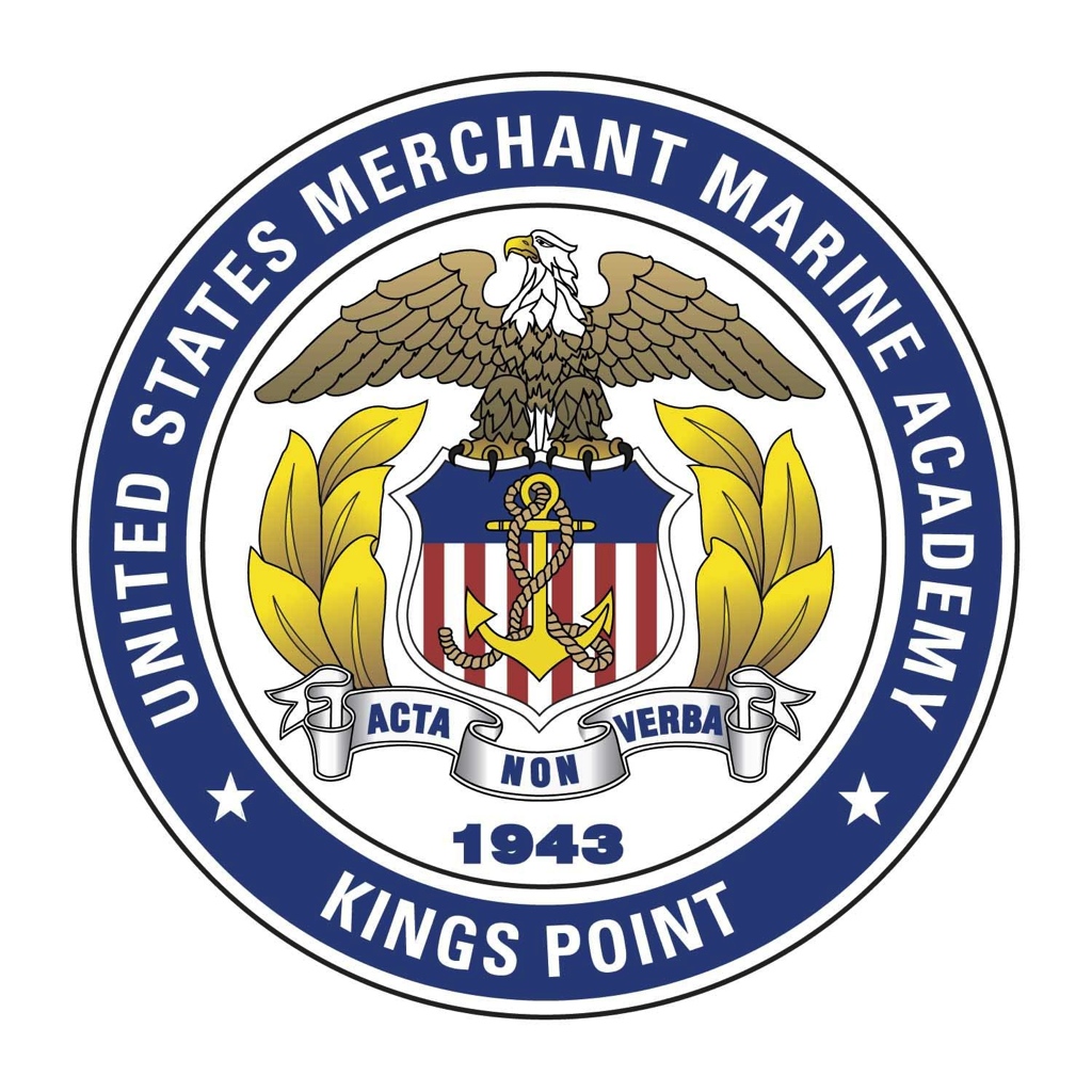 The blue flag logo of the Kings Port United States Merchant Marine Academy